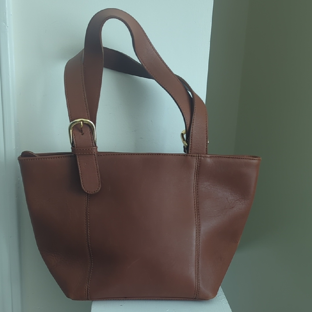 Georgetown Leather Design Chic Cognac Leather Tote Bag 9Lx13W Handle L9 NWOT